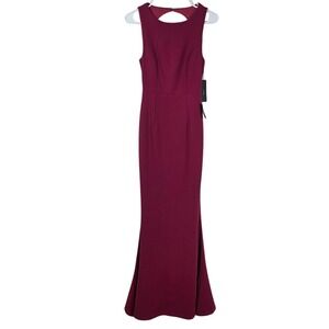 Lulus Infinite Glory Wine Red Sleeveless Backless Maxi Dress Mermaid Gown NWT